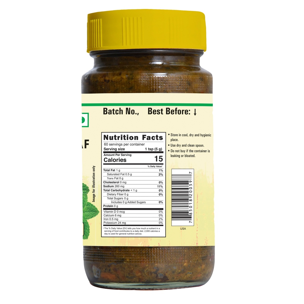 Pudina (Mint) Pickle W/O Garlic