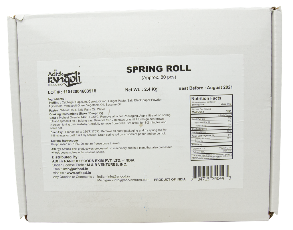 R22 VPK Spring Rolls W/ Cabbage Filling