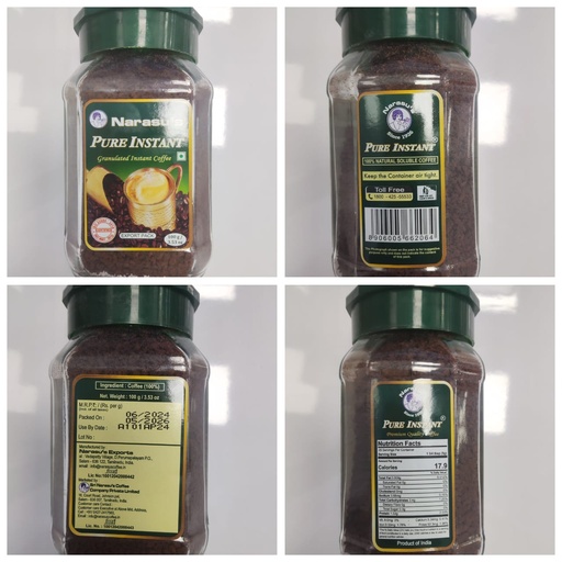 [DGNR:CFE:35006N3] - Narasu's Pure Instant Coffee (Green Cap) (Jar) - [100g]