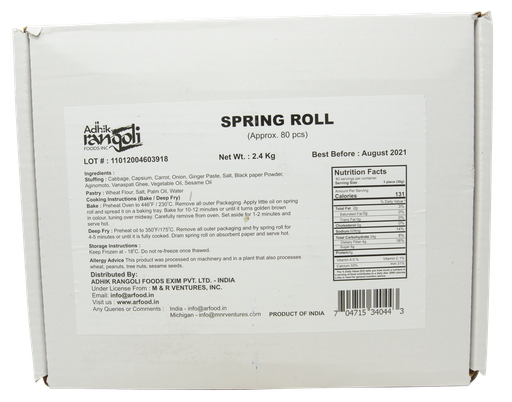 [FARF:RTE:11201R22] R22 VPK Spring Rolls W/ Cabbage Filling