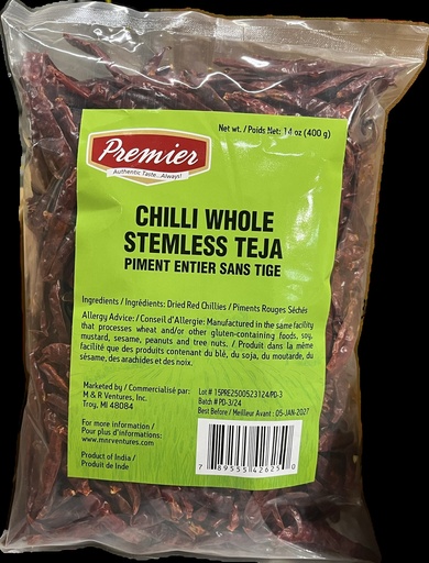 [DPRM:SPW:70016R14] - Red Chilli Whole (Stemless) (TEJA) - [400g]